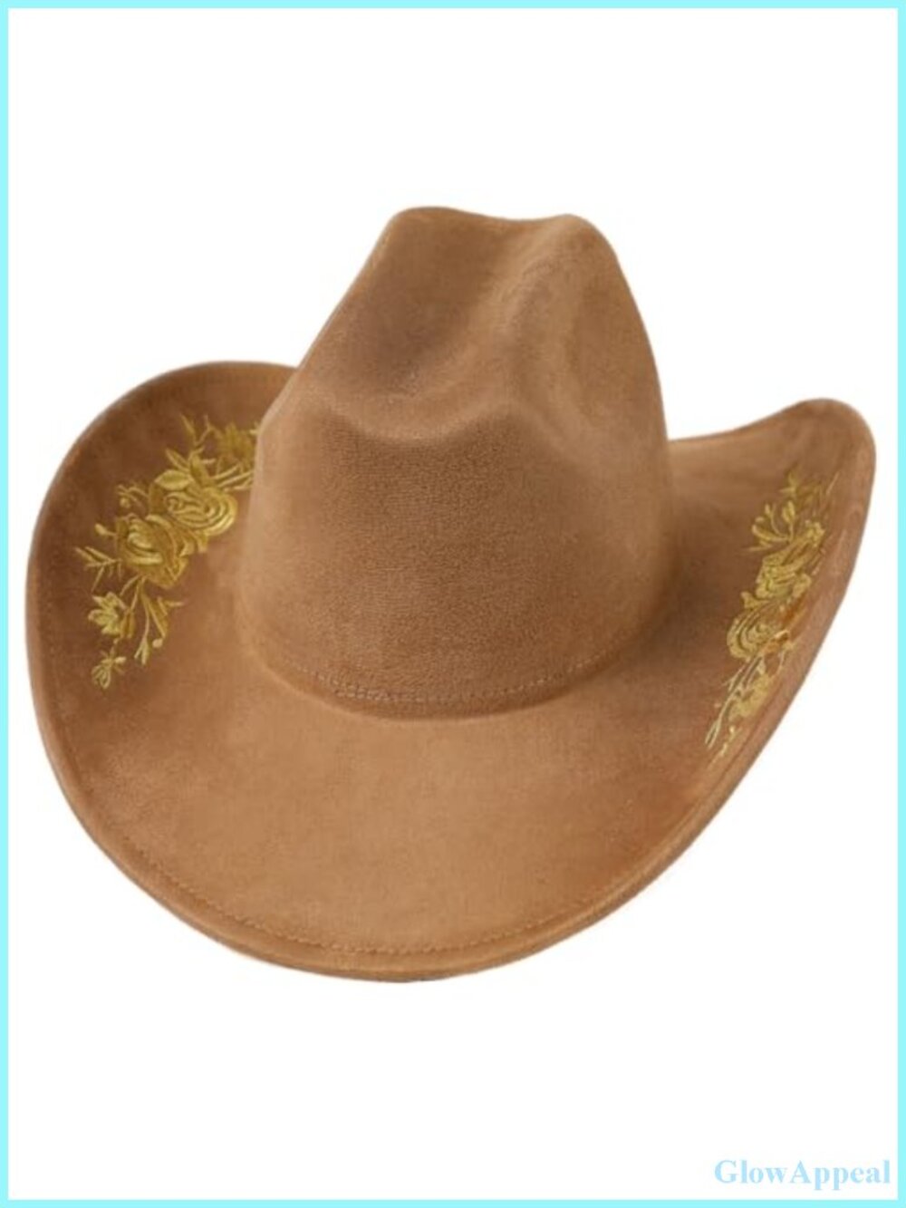 Felt Cowboy Hat Unisex Classic Suede with Embroidery and Chin Strap